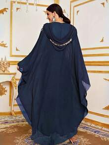 Kaftan de patchwork brillante sin lentejuelas - Azul - Ver 4