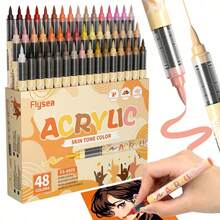 8 loại mới, 12 màu, cộng với tông màu da cổ điển/màu macaron, 72 bút đánh dấu màu acrylic, 36 tông màu da + 36 màu macaron, vẽ tranh, tô màu, dụng cụ nghệ thuật chuyên nghiệp, quà tặng ngày lễ Halloween, Giáng sinh, Phục sinh - Bút đánh dấu acrylic lỏng trực tiếp - Xem 26