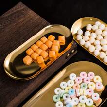 创意金属椭圆形托盘（金色），圣诞金色餐盘，水果盘，甜点盘，小吃盘，沙拉盘，蛋糕盘，适用于餐厅厨房、餐桌、厨房、圣诞节 - 金色 - 查看 6