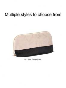 1 Stück anpassbare Tragetasche mit Farbblöcken in Nude und Schwarz. Große Kapazität mit weiter Öffnung, glatter Reißverschluss für einfache Aufbewahrung. Aus Velours gefertigt, praktisch, vielseitig, fleckresistent und wiederverwendbar. - Verschiedenfarbig - Übersicht 6