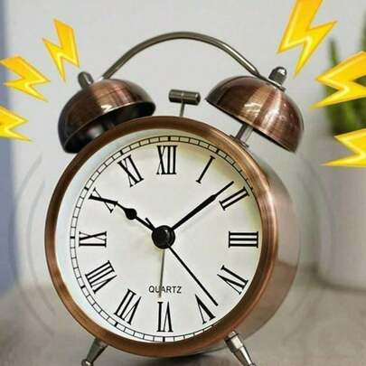 1pc Nordic Vintage Metal Alarm Clock Silent English Table Clock Desktop Minimalist Student Bedroom Glow Clock,Home Decor ,Room Decor Gifts Birthday Graduation