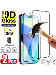 2pcs - Ultra-Clear Tempered Glass Screen Protector, Compatible With IPhone 17 Pro Max/17/16 Pro Max/16 Pro/16 Plus/16E/16/15 Pro Max/14 Pro/13/12 Mini/11/Xs Max/XR Series. High Quality, Full Coverage, Anti-Fingerprint, Anti-Drop, Anti-Scratch, 9H+ Hardness, Compatible With Phone Cases. - Clear - View 36