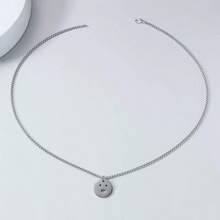 男女通用不锈钢悲伤脸吊坠项链，朋克风格 - 銀色 - 查看 3