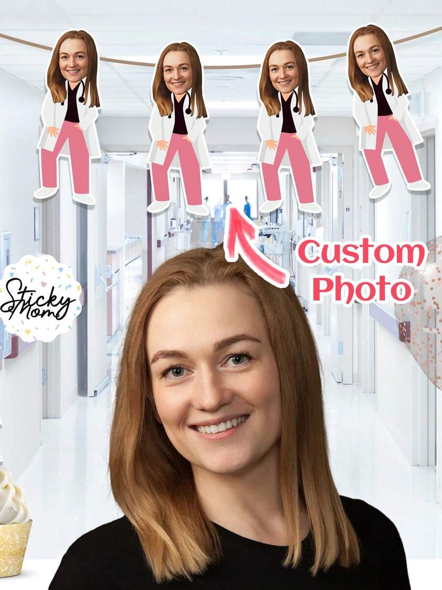 1pc Personalized Customized Photos Of Doctor Banners And Banners, Customized Name Blessing Medical Theme Banners And Decorations, Hospital Department Banners For Doctor'S Day, Graduation Celebration Decorations, Thank-You Doctor Gifts, Suitable For Hospitals, Clinics, Parties, And Photo Backgrounds - Multicolor - View 1