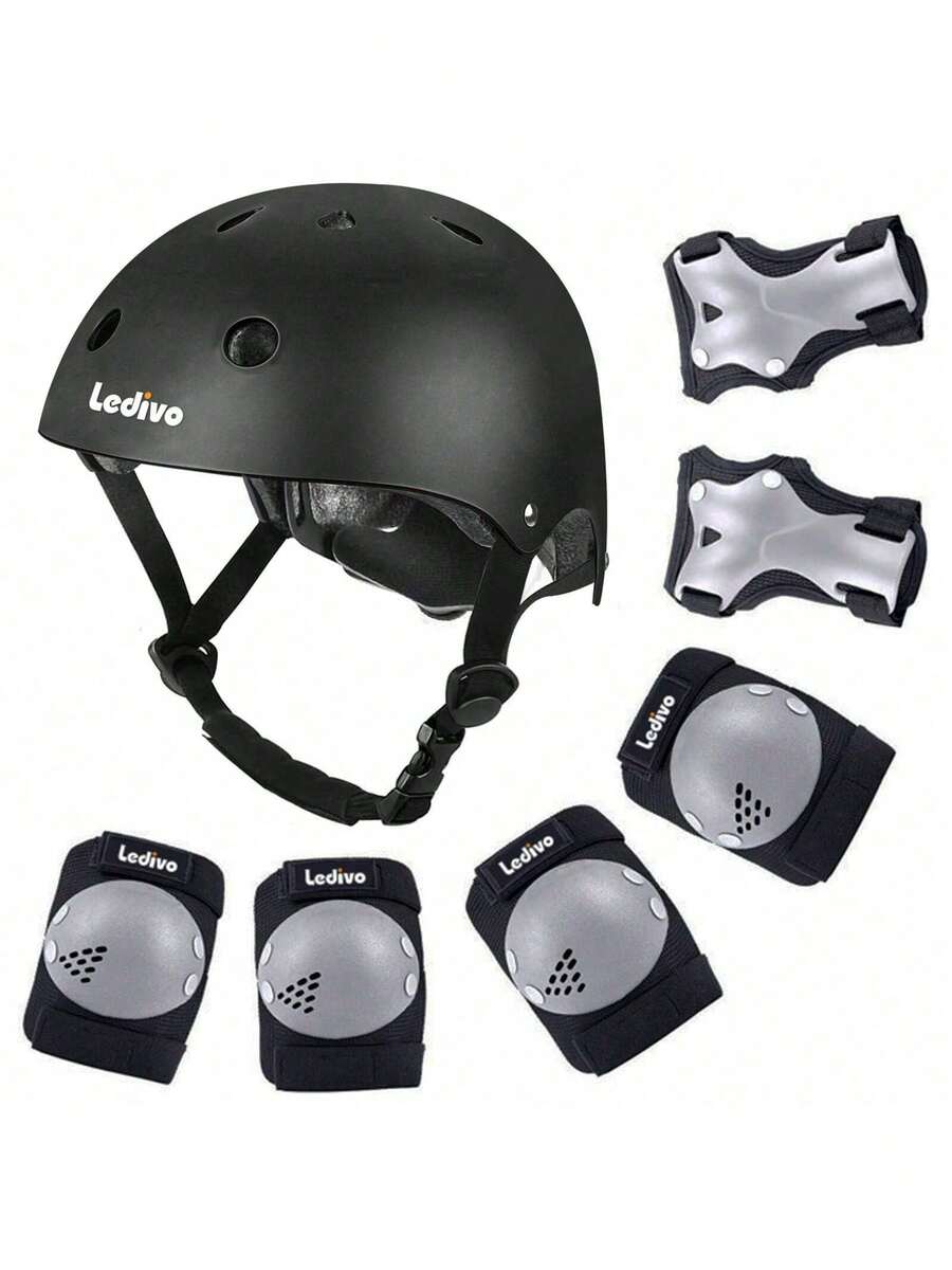 Kids Bike Helmet Protection Gear Set For Toddler Youth Adult, Bicycle Helmet Knee Pads Elbow Pads Wrist Guards For Roller Skate Skateboard Cycling Skating
