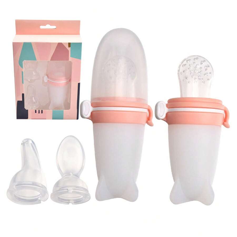 3 in 1 Baby Feeding Bottle 3pcs Soft Nipple Portable Elastic Silicone Teething Feeding Bottle - Blanco - Ver 1