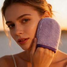 1个可重复使用的超细纤维卸妆手套，柔软洁面垫，面部深层清洁护理工具 - 彩色 - 查看 5