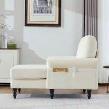 Chaise Lounges - Beige + Chenille + 1 Seat - View 7