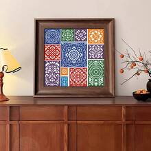 Floral & Geometric Cross Stitch Kit, Printed Cross Stitch Patch, Warm Home Window Flower Pattern, Handmade Embroidery DIY Supplies Include Needles, Threads, Instructions, Living Room Bedroom Decor, 11CT Middle Grid 3-Strand Embroidery - 11CT Medium Grid Three-strand Embroidery - View 14
