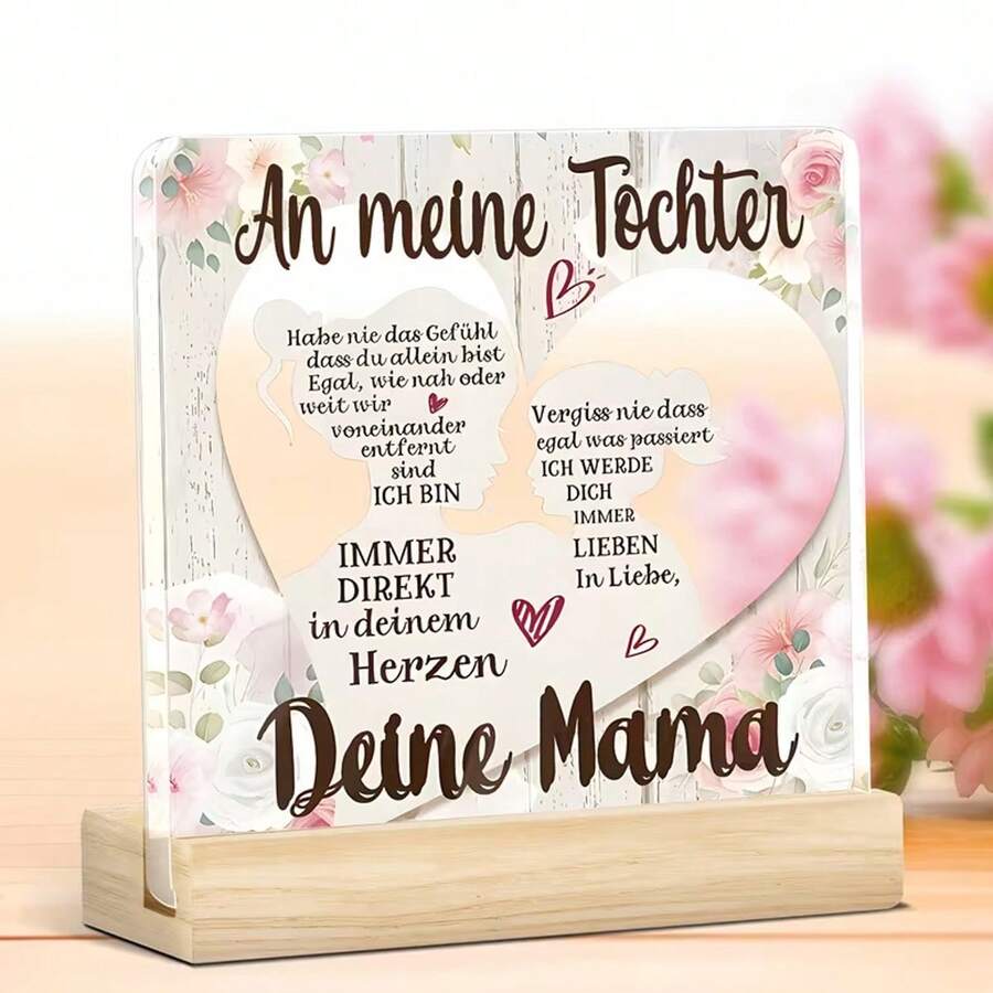 2D Flat - [2D Flat] 2D Plane, German Square Acrylic Tabletop Decoration - "Never Feel Lonely" Inspirational Christian Home Decor, Floral Cottage Design, Christmas Ornament - A - View 1
