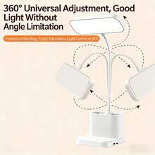 Portable LED Desk Lamp, With Three Color Temperature Settings, USB Powered, And Two Pen Holders, Perfect For Reading, Students, And Home Office Use. - 兩筆筒 - 查看 7