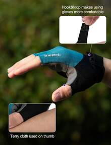 Guantes de Ciclismo para Hombre y Mujer, Guantes de Ciclismo de Carretera Acolchados con Gel viscoelástico Amortiguador, Guantes de Ciclismo Transpirables con Pantalla táctil Reflectante - Azul - Ver 10