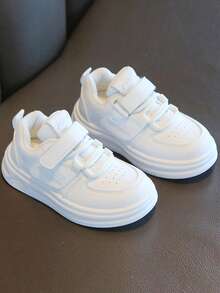 1 Pair Children Classic White Casual Sneakers, Comfortable & Fashionable - White - View 2