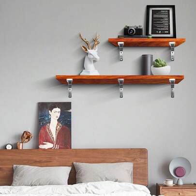 1/2Pcs Stainless Steel Triangle Shelf Brackets Not Easy To Deform With Heavy Duty Material Suitable For Living Room