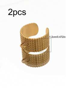 2个不锈钢几何宽环可调节开口环，适用于DIY戒指，带跳环底座，戒指包边篮式珠宝配件 - 戒指底座 - 查看 21