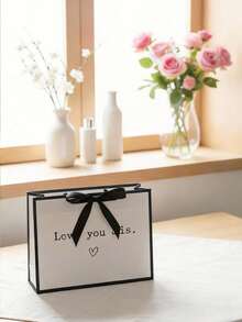 1pc Sister Gift Bag, Unique Premium Sister Gift Bag, Gift Wrap Bag For Sister, Lightweight Tote Bag With Ribbon, Women's Casual Handbag, Wedding Party Gifts, Birthday Gift - Multicolor - View 4