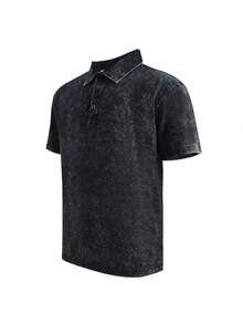 3-Pack Of 100% Cotton Polo Shirts For Men, Washed Cotton Summer Shirts, Suitable For Business Commutes, School Wear, Polo Shirts, High-Quality Pure Cotton. A Good Gift For Men, A Valentine's Day Gift. - 黑色 - 查看 4