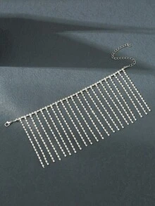 1 件时尚奢华水钻流苏脚链，优雅品质，适合派对和节日佩戴 - 銀色 - 查看 5