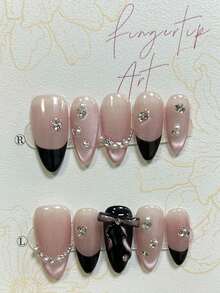 10片糖果色卡通可爱儿童手工按压式美甲贴片，大眼睛星星爱心云朵图案，可卸可重复使用（1张果冻贴纸+1个指甲锉） - 彩色 - 查看 4