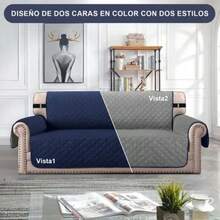 Juego de Fundas para Sofá Capitonado 3 Piezas – Protector Lavable Impermeable Antimanchas y Antidesgarros, Tejido Súper Suave con Correas Ajustables, Perfecto para Proteger Muebles en Sala, Departamento o AirBnB - Gris oscuro + Gris azulado - Ver 7