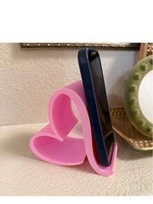 1 pieza Soporte para teléfono móvil con forma de corazón, soporte universal para teléfono móvil y tableta impreso en 3D, organizador de escritorio elegante de colores variados, adecuado para el hogar, la oficina y la decoración de fiestas | Día de San Valentín, Navidad, sin necesidad de alimentación eléctrica, regalos creativos de Año Nuevo para entusiastas digitales - Donación de amor - Ver 2