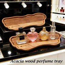 1 szt. ręcznie robiona taca łazienkowa z drewna akacjowego, stojak do przechowywania w łazience z nieregularnymi krawędziami, do przechowywania produktów do pielęgnacji skóry, mydła, akcesoriów kąpielowych, do przechowywania w kuchni, do przechowywania w łazience, akcesoriów łazienkowych, stojak na blat wanny, odpowiedni do remontu łazienki i codziennego użytku w spa, doskonale sprawdzi się jako prezent na Walentynki, Wielkanoc i sezon ślubny. - Taca z drewna akacjowego - Zobacz 4