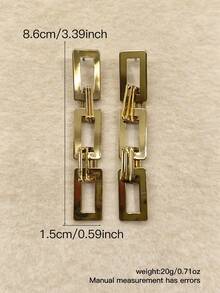 1 Pair Of Women's Geometric Fashion Personalized Splicing Earrings (No Gift Box) Suitable For Daily Commuting Wear - Yellow Gold - View 6