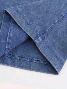 2026 Summer Tops1pc Retro Water Washed T Shirts, Artistic Graphic Featuring A Blooming Rose Intertwined With Bold Anti Social Club Text Symbolizing Contrast Between Beauty And Isolation Vintage 100% 230g Pure Cotton Casual Tee For Men,Street Y2K, Summer Tops, New Year Gifts,UnisexLoose And Comfortableshirt - 寶藍色 - 查看 5