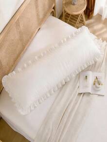 1pc Ruffle Decor Body Pillowcase Without Filler,White - White - View 6