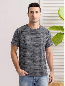 男士扎染圆领短袖休闲T恤，春夏款 - 淺灰色 - 查看 7