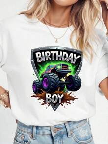 Birthday Boy Monster Truck Are My Jam Bday Party Kids Boys T-Shirt - Trắng 4 - Xem 3