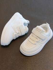 1 Pair Children Classic White Casual Sneakers, Comfortable & Fashionable - White - View 4
