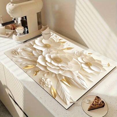 (Hot!!!) 1pc Floral Stove Protector Mat - Non-Slip Surface, Scratch & Heat Resistant, Suitable For Induction Cooktop, Modern Kitchen Decor - Easy Installation For Gas/Electric Stove - Countertop Protector, Stovetop Guard