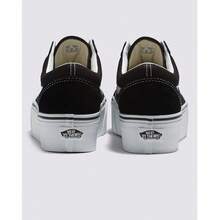 Vans  Women's Old Skool Stackform Shoes - 絨面革/帆布 黑色/純白色 - 查看 4