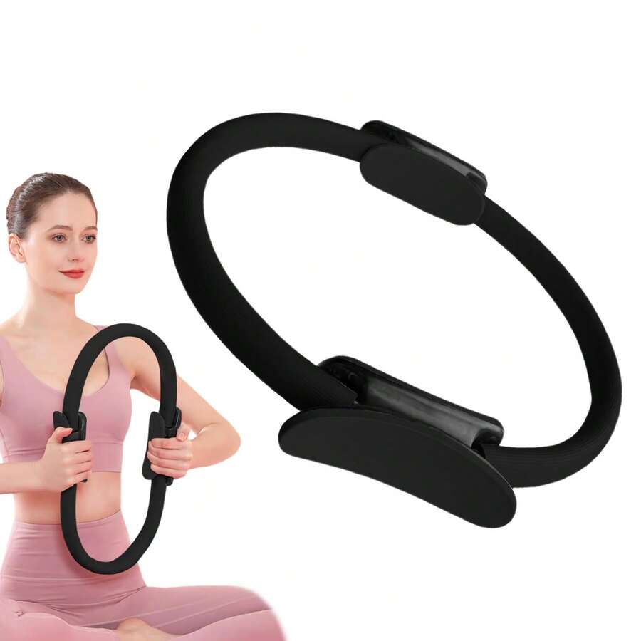 Upgrade Pilates Ring Fitness Circle,Lightweight & Durable Foam Padded Handles, Flexible Resistance Exercise Equipment For Toning Arms, Thighs Legs & Core - 黑色 - 查看 1