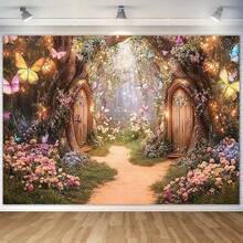 2D Flat 1 Piece Forest Background Cloth  Fairy Garden Pattern,'s Birthday Party, Shower, Wedding, Graduation Photography Backdrop, No Power Required, Durable - Nhiều màu - Xem 1