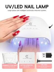 coscelia Bộ 41 món sơn móng tay gel, bao gồm đèn UV, sơn gel màu nude & đỏ có thể tẩy rửa, miếng dán trang trí móng tay đính đá, bộ quà tặng thiết kế làm móng cho nữ. - Nhiều màu - Xem 5