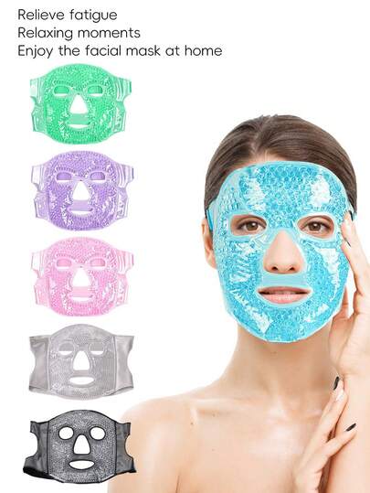 1个SPA冷热敷全脸面膜，凝胶珠柔软绒毛睡眠冰袋眼罩，缓解眼疲劳，女性适用