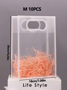 20个/10个/1个装可重复使用的透明塑料礼品袋/包装袋，大容量，适用于万圣节、感恩节、圣诞节、新年、婚礼、生日等各种场合，带模切手柄，适合婚礼、新娘、生日派对、商务活动，也可作为母亲节礼物包装。 - 彩色 - 查看 19