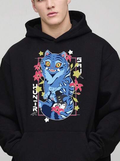 Demon Hun. Ters Anime Tiger Hoodie, Unisex Cotton Pullover, Unisex Graphic Hoodie, Black Long-Sleeved Hoodie With Drawstring And Pockets, Warm Cotton Hoodie For Autumn/Winter, Classic Fit, Japanese Manga Hoodie, Vintage Pullover, Custom Printed Unisex Hoodie, Japanese Anime Design Hoodies, Hoodies For Anime-Themed Parties, Urban Style Hoodies, Perfect Gift For Parties/Festivals. Friends/Couples/Parties, Everyday Comfort, Casual And Comfortable Clothing, Urban Style, Suitable For Everyday Wear And Weekends. No. 079