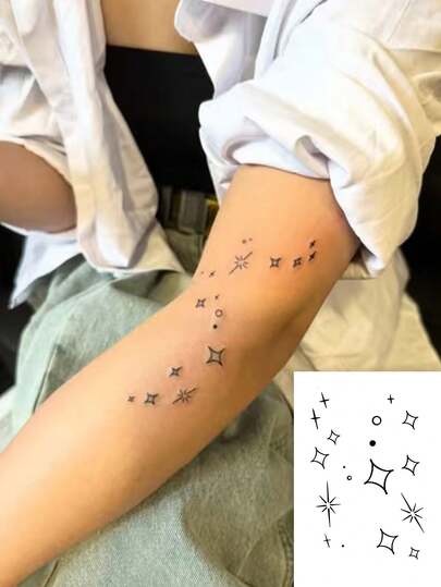 1张时尚防水星星临时纹身贴纸，Y2K风格，适合所有人，防汗