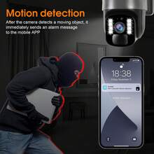 Solar Outdoor Wireless Security Camera, Low-Power WiFi Security Camera, Equipped With Solar Panel, Rechargeable Battery, CCTV 2.4G WiFi, 355° PTZ With AI Motion Detection, Color Night Vision, Two-Way Audio, Cloud Storage, Application Connects Suitable For Home Wireless Security Cameras For Watching The Elderly, Babies, Children, Pets; - Black - View 10