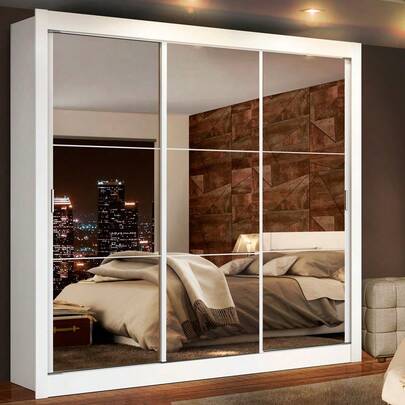  Ropero Closet Madesa Lyon Plus 3 Puertas Con Espejo Color Blanco