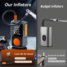 SUITU 可充电便携式车载空气压缩机，带数字压力表的电动充气泵。7.4V 1800mAh 锂电池，耐用 ABS 材质，迷你车载气泵。适用于汽车/摩托车/自行车/运动球类，汽车配件/必备汽车礼品。 - 无线 - 查看 7