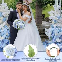 16 Bundles Artificial Peonies Flowers Fake Silk Peony Bouquet Faux Peonies Flowers Bulk For Decoration Vase Florals Arrangements Wedding Party Table (Gradient Blue) - 漸變藍 - 查看 4