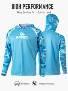 Men's Hooded Fishing Shirt, High-Performance Long Sleeve Fishing Apparel, UV Protection, Quick-Dry, Lightweight, Breathable - Multicolor - View 8