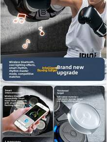 Máquina de boxeo inteligente Bluetooth para niños, objetivo de pared de boxeo electrónico para el hogar con luces geniales, efectos de luz rítmica, efectos de sonido dinámico inteligente, 3 niveles de velocidad ajustables, equipo de entrenamiento de boxeo para alivio del estrés con saco de boxeo - Multicolor - Ver 7