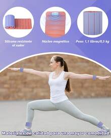 Pesas para Muñecas y Tobillos Magnéticas, [1 par, 2,2 LB], Spopal Pesas Ajustables de Silicona para Muñecas, Pesas Tobillos Impermeables para Yoga, Natación, Pilates, Footing - Morado + Naranja - Ver 9