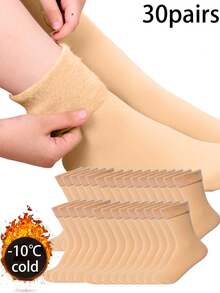 30/20/10/5/3/1 Pairs Men's Thick Warm Mid-Calf Socks, Unisex Winter Thermal Socks, Comfortable Daily Wear - Multicolor - View 12