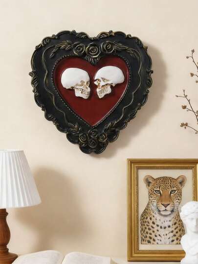 1 Stück Dekor Harz Herz Schädel Wandbehang, handgefertigter ABS Harz Herz Schädel Ornament für Wohnzimmer, Arbeitszimmer, Geschäft und Halloween, Tag der Toten Dekoration Heim Dekoration Raum Dekoration